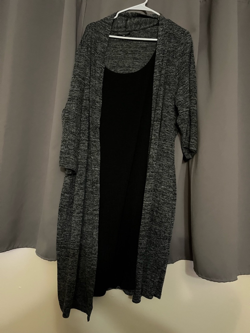 Connected Apparel Charcoal Knit Open-Front Cardigan Fooler Dress